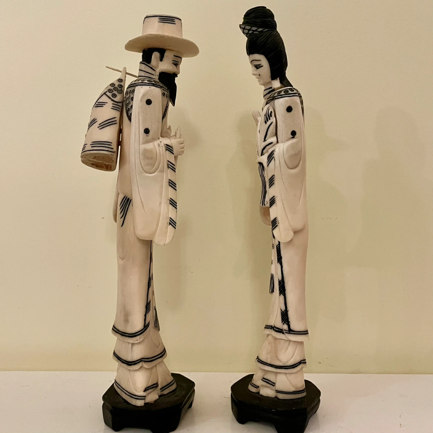 Pair of MCM Bovine Bone Figurines