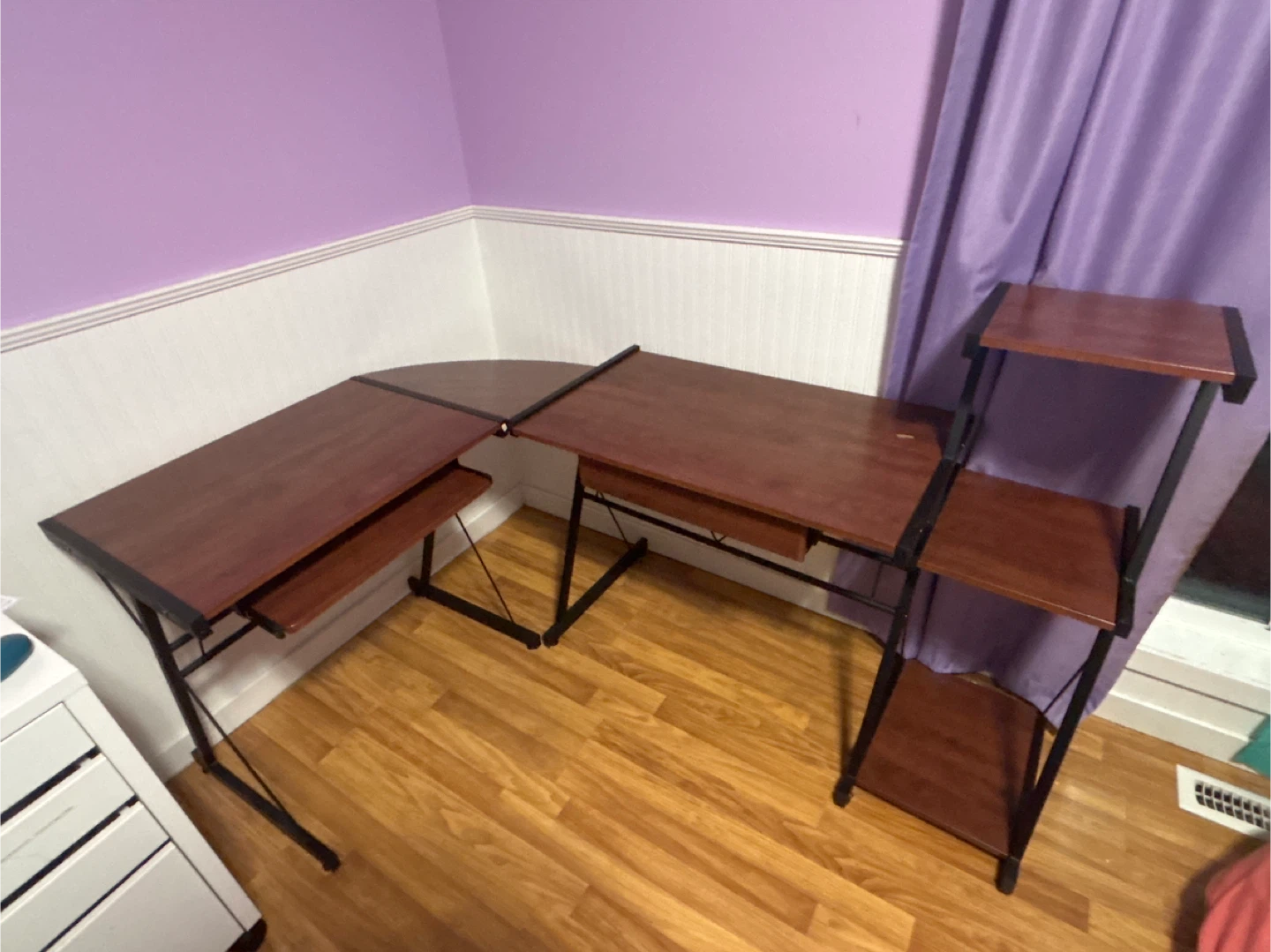 L-Shaped Corner Desk with Shelving Unit