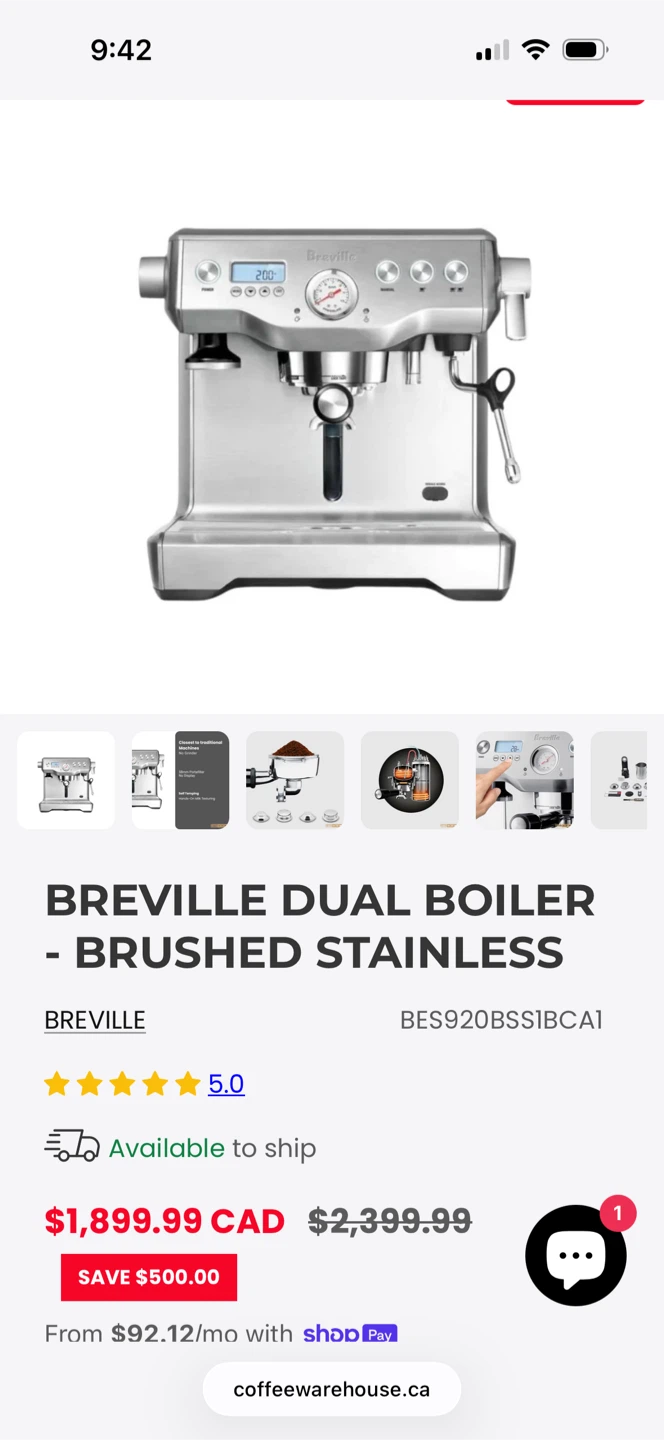 Breville Dual Boiler Espresso Machine - Brushed Stainless Steel - photo 2
