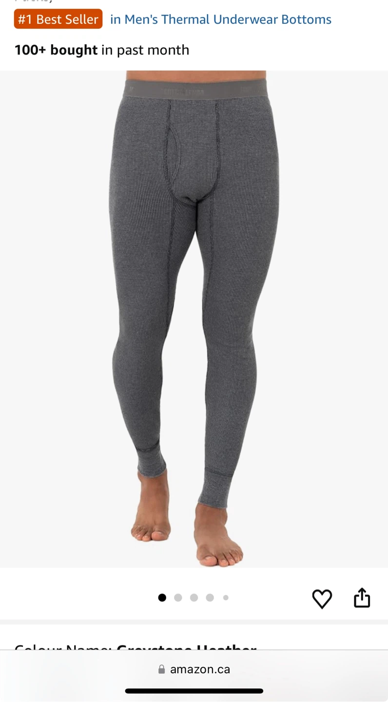 Fruit of the Loom Men's Thermals - Grey Heather