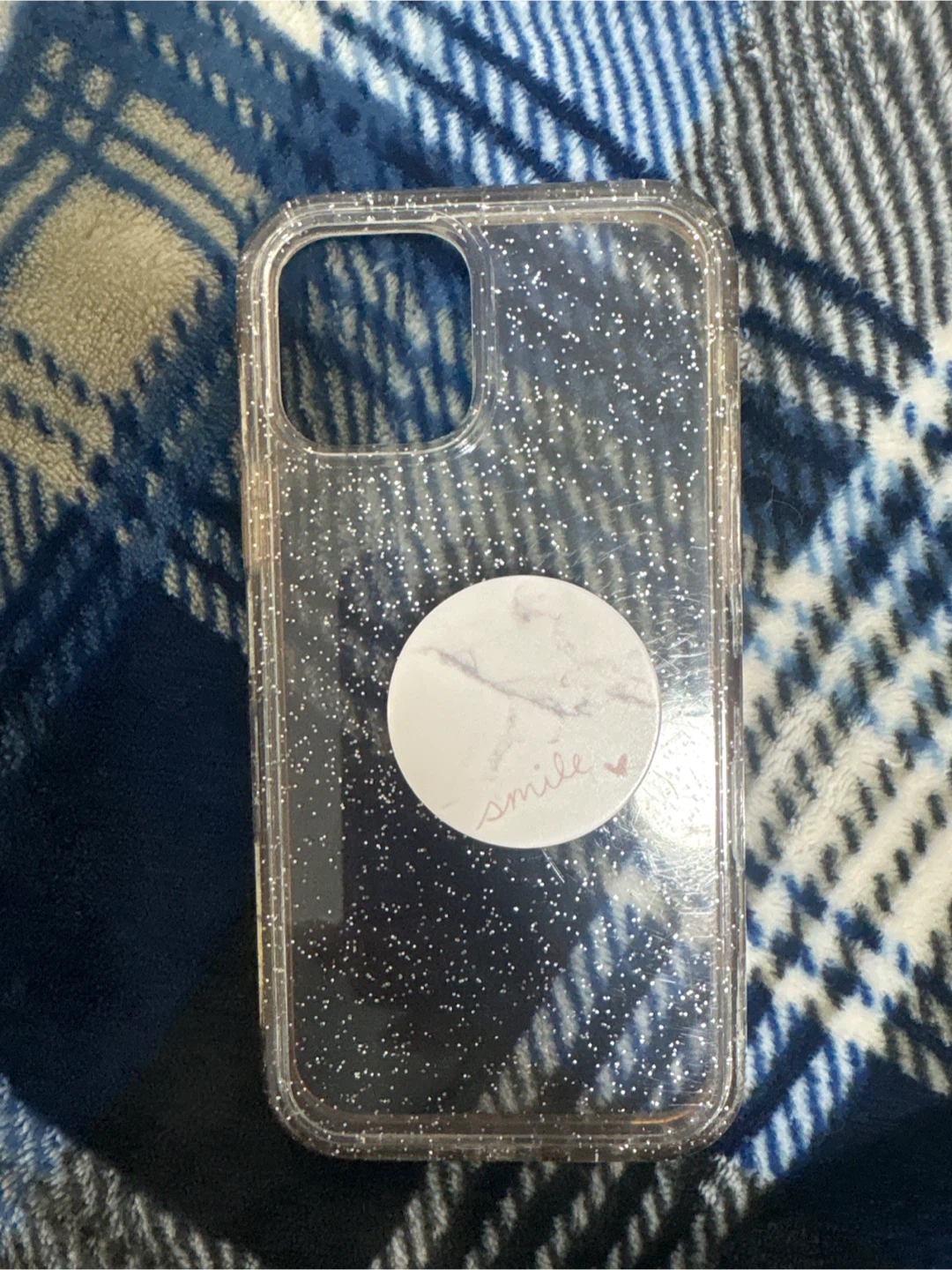 Clear Glitter Phone Case with Pop Socket iPhone 12 case