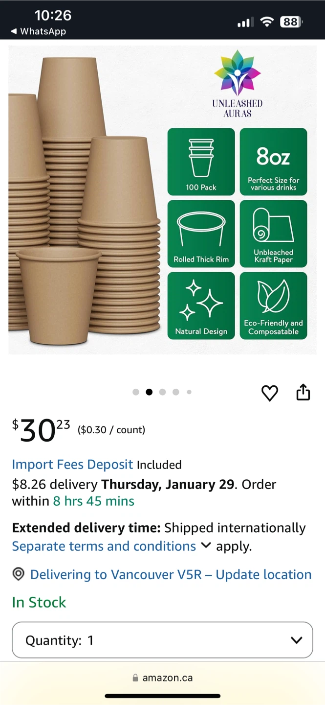 Unleashed Auras 8oz Kraft Paper Cups - 50Pack