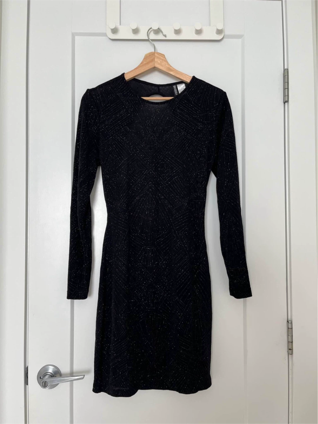 H&M Black Sparkly Long Sleeve Mini Dress