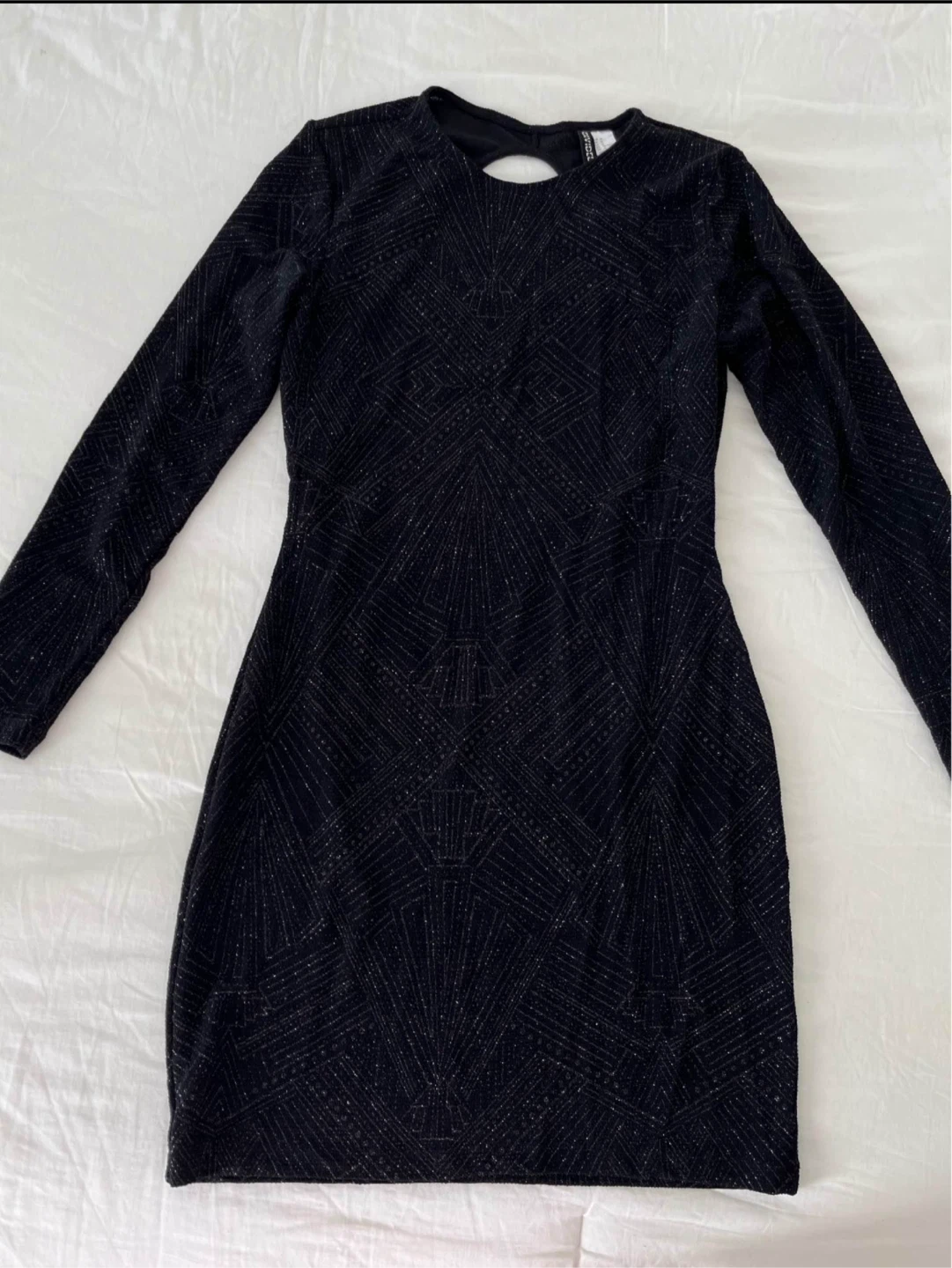 H&M Black Sparkly Long Sleeve Mini Dress - photo 4