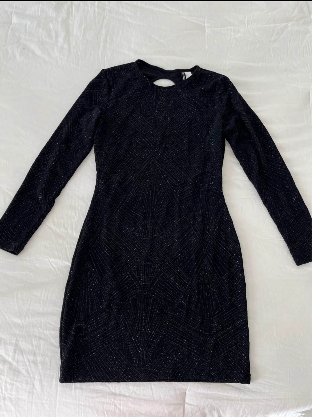H&M Black Sparkly Long Sleeve Mini Dress - photo 5