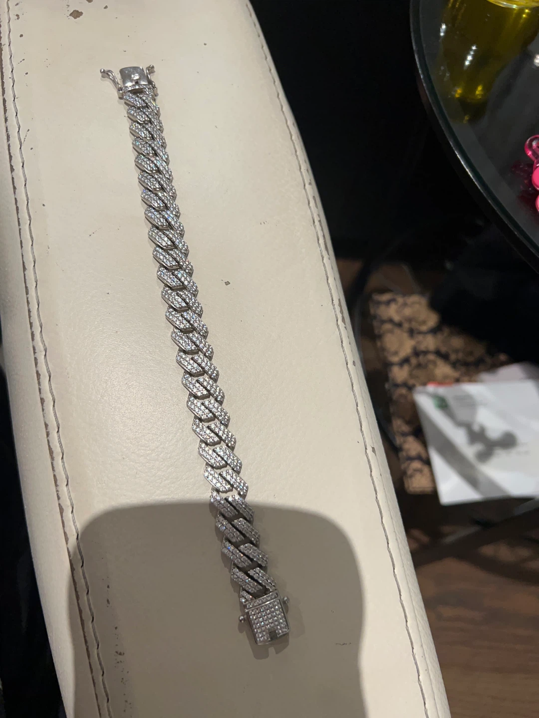 Sterling Silver Bracelet Cuban link moissanite