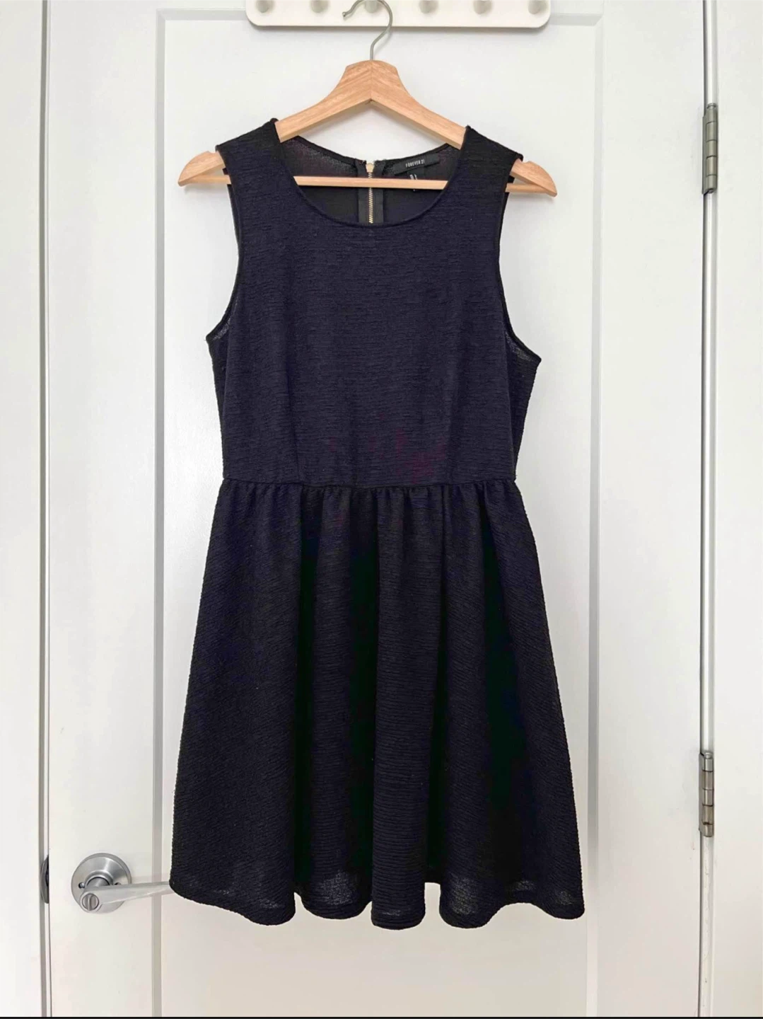 Black Textured Fit & Flare Dress