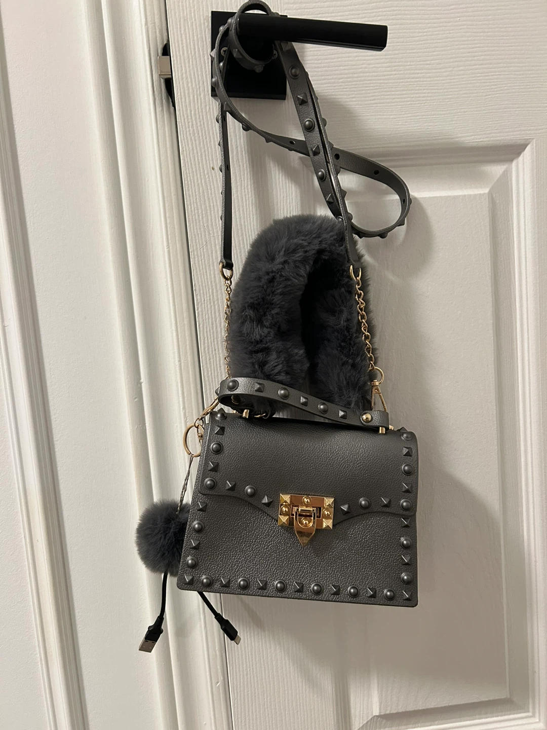 Crossbody Bag with Faux Fur