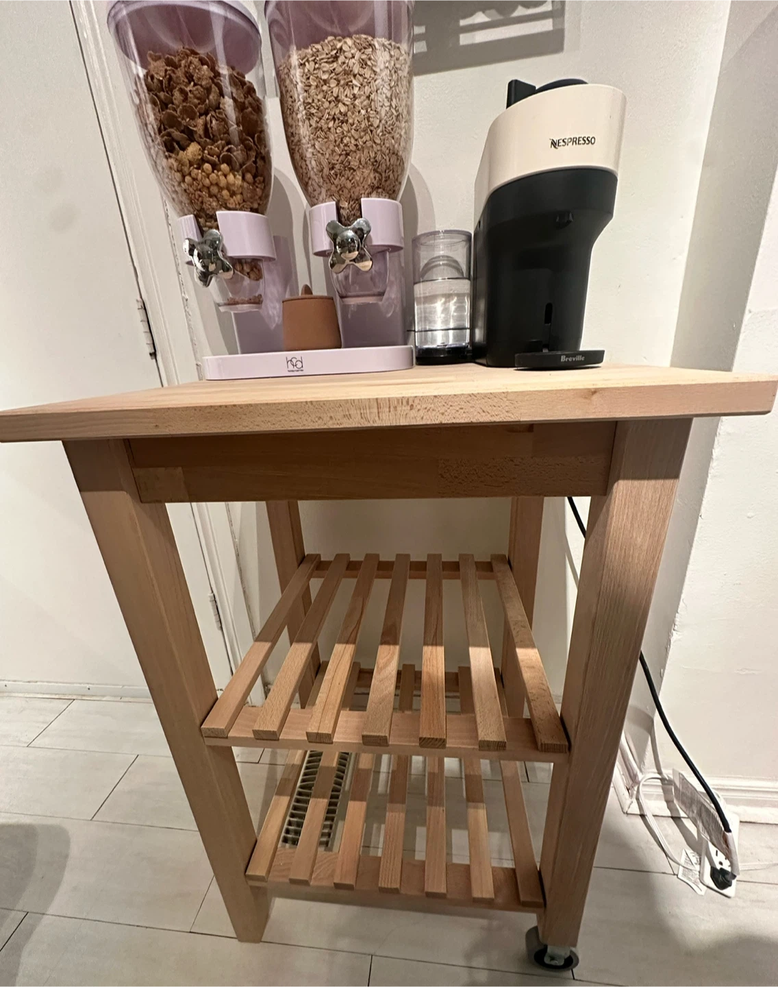 Wooden Kitchen Cart with Wheels