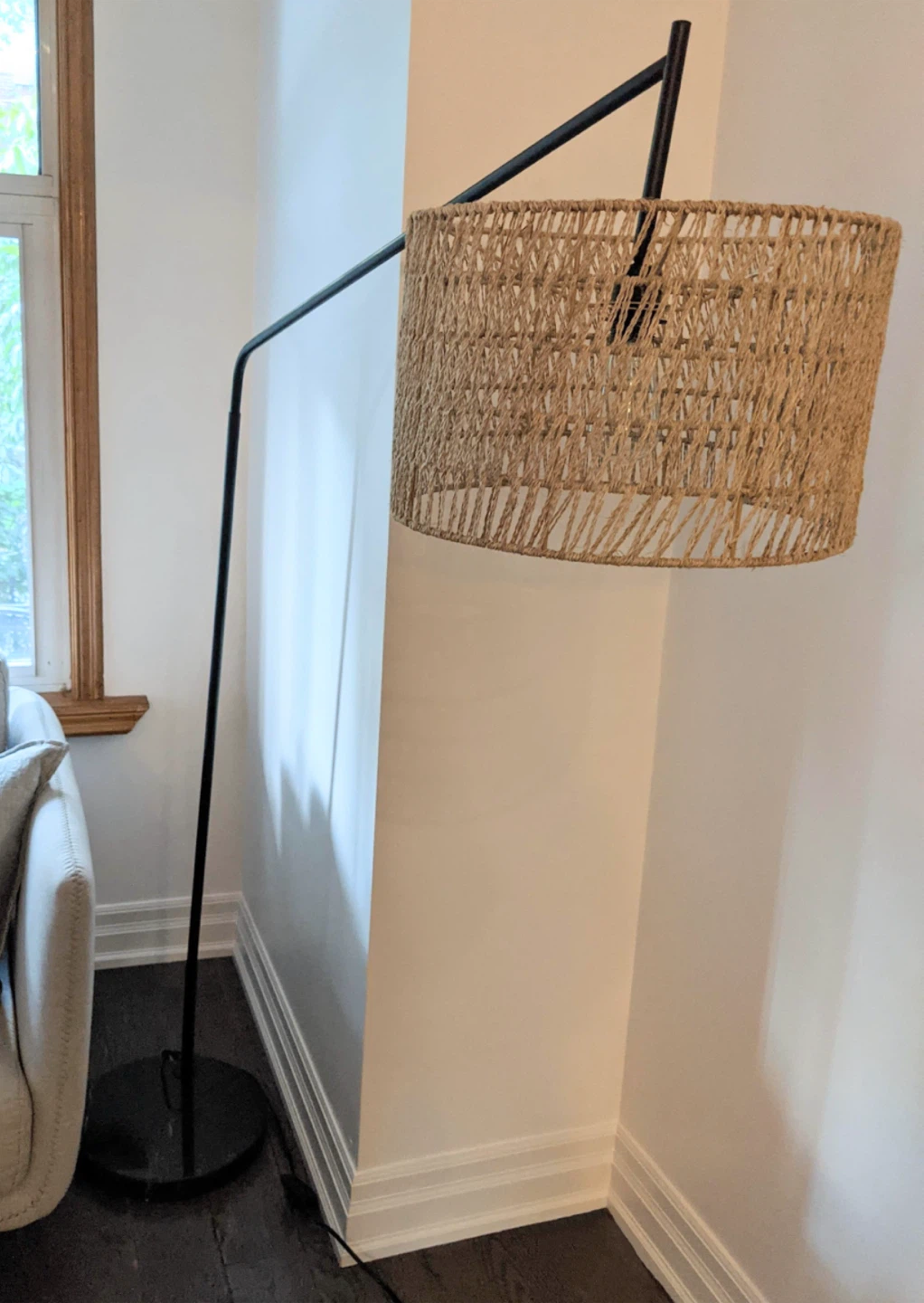 Arc Floor Lamp with Woven Shade