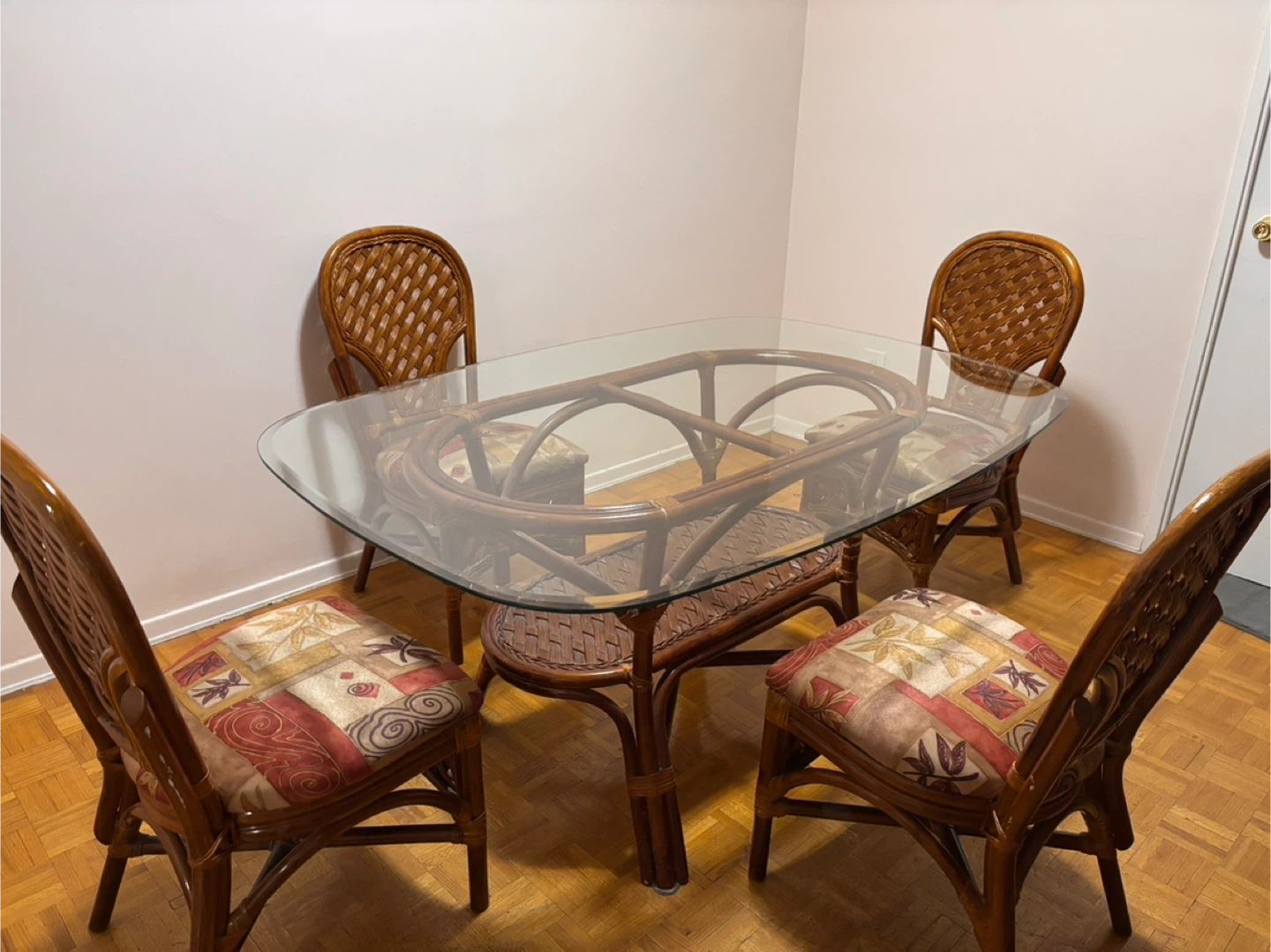 Dining Set with Glass Top Table and 4 Chairs