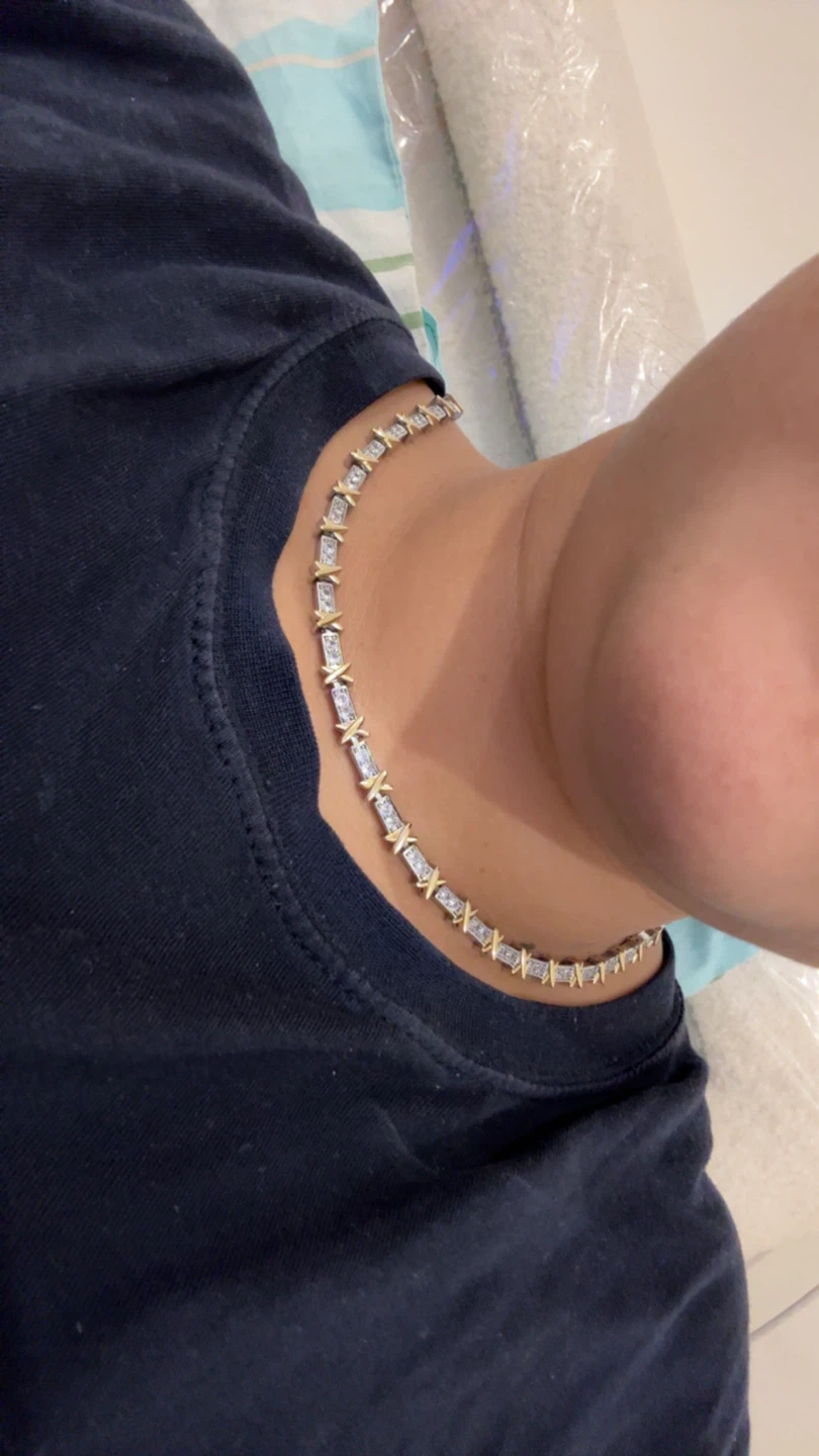 Gold Tone "XOXO" Tennis Bracelet with Rhinestones - photo 5