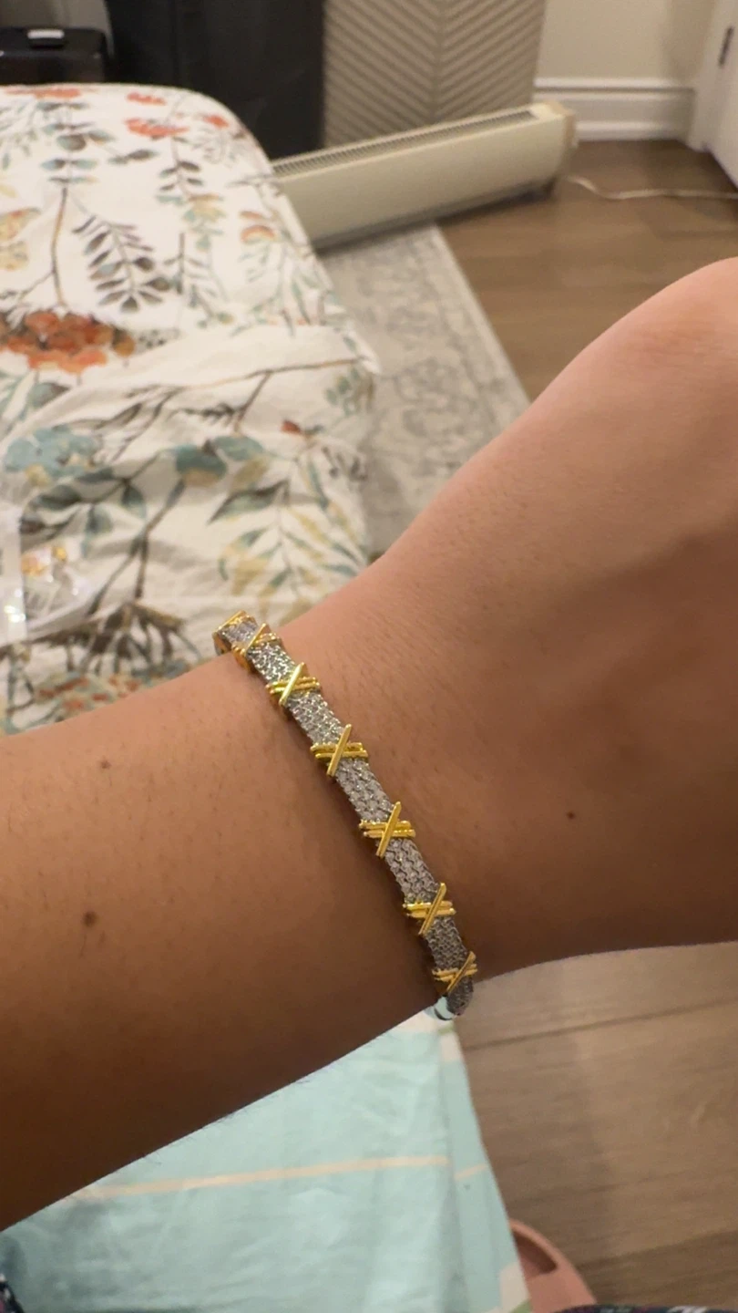 Gold Tone "XOXO" Tennis Bracelet with Rhinestones - photo 3