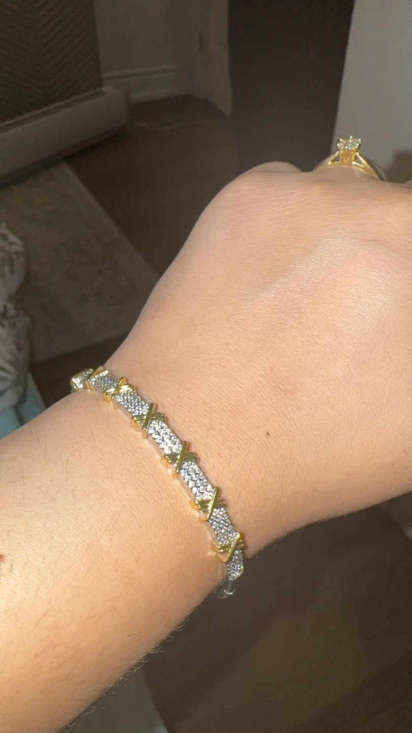 Gold Tone "XOXO" Tennis Bracelet with Rhinestones - photo 4
