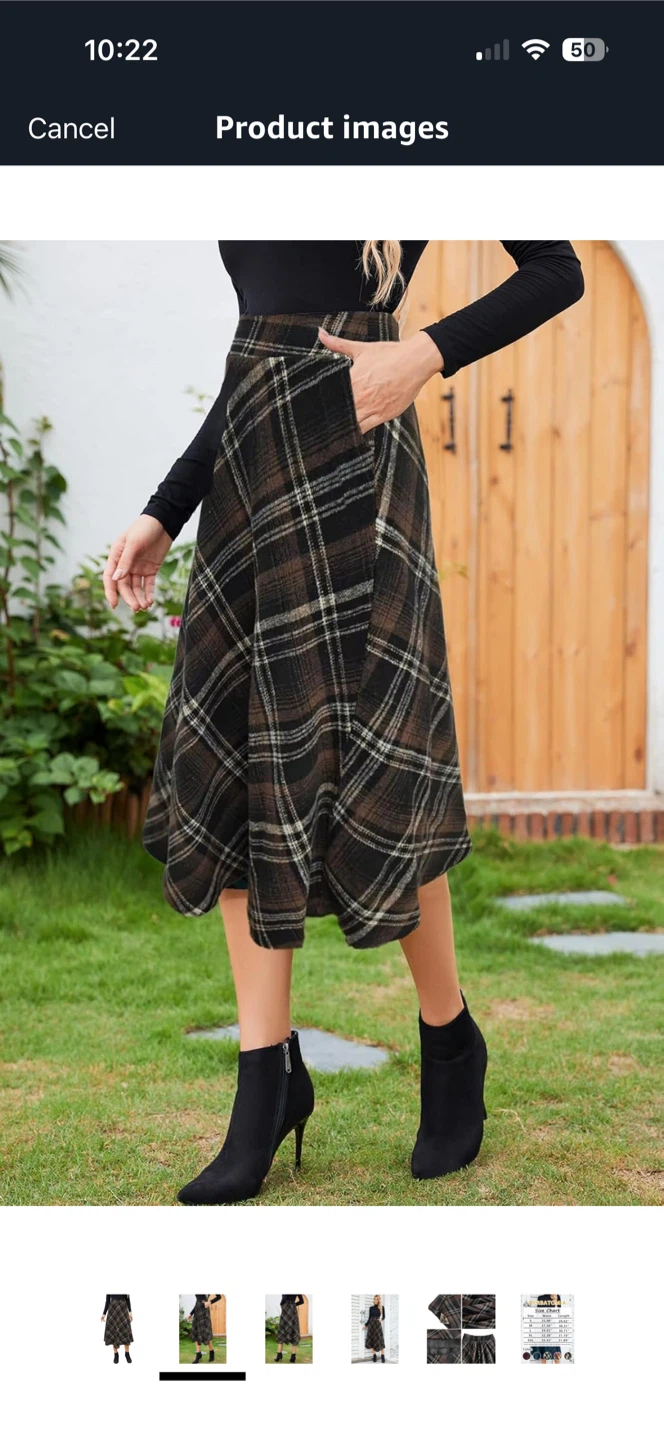 Plaid Midi Skirt - Brown-black - Medium - photo 2