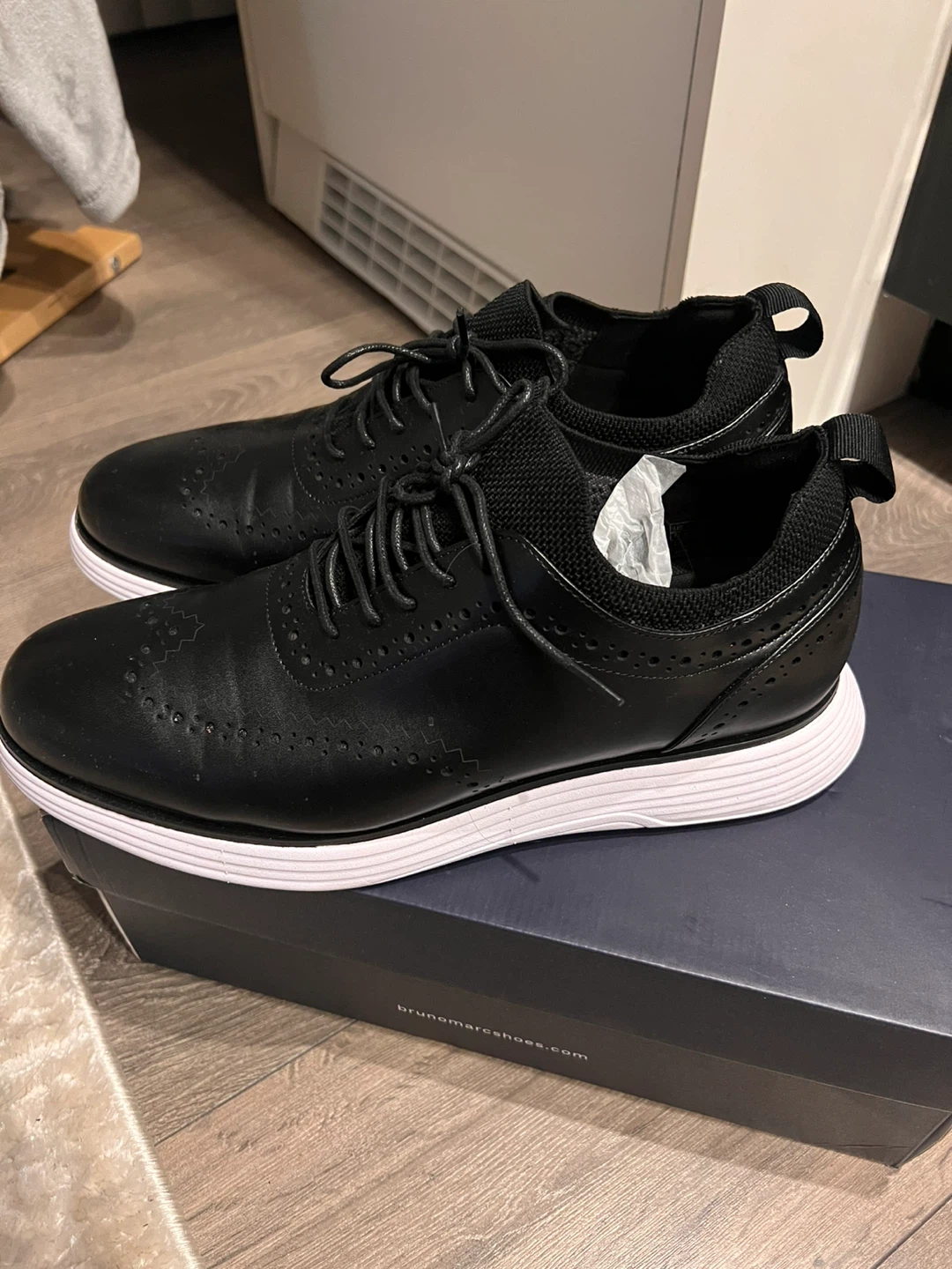 Bruno Marc Men's Black Wingtip Brogue Business Shoes - photo 5
