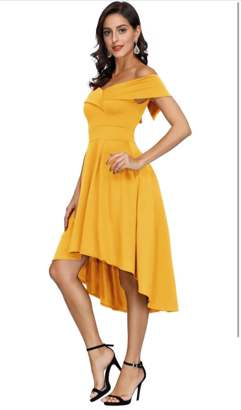 NEW! Jasambac Off-the-Shoulder High-Low Dress - Yellow - photo 2