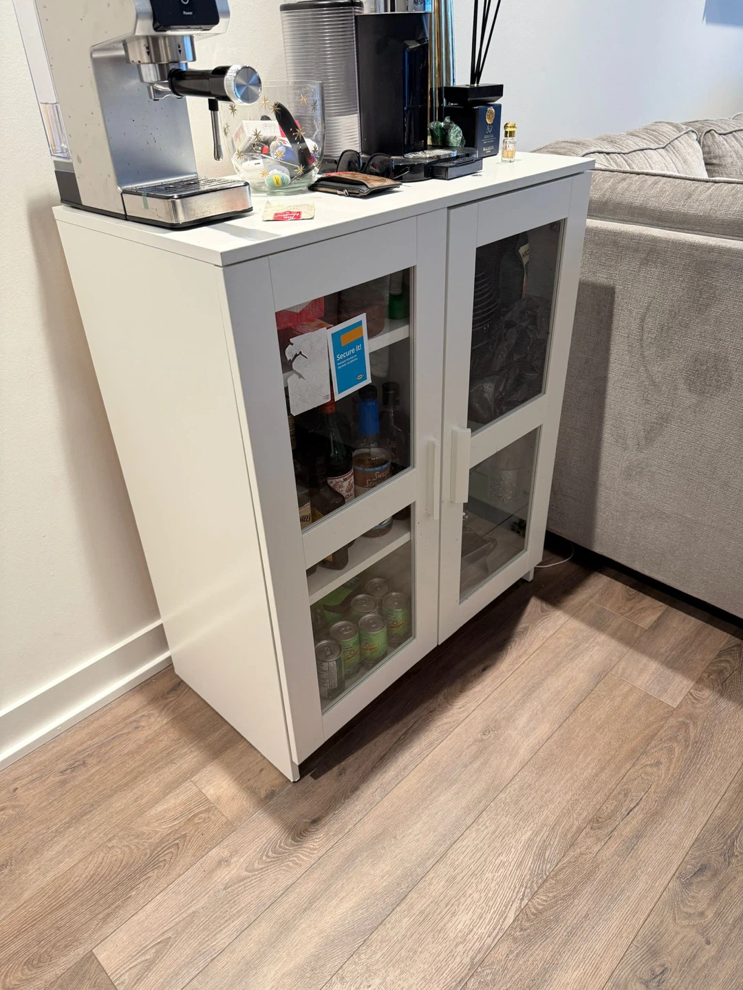 IKEA White Two-Door Cabinet with Glass Panes - photo 2