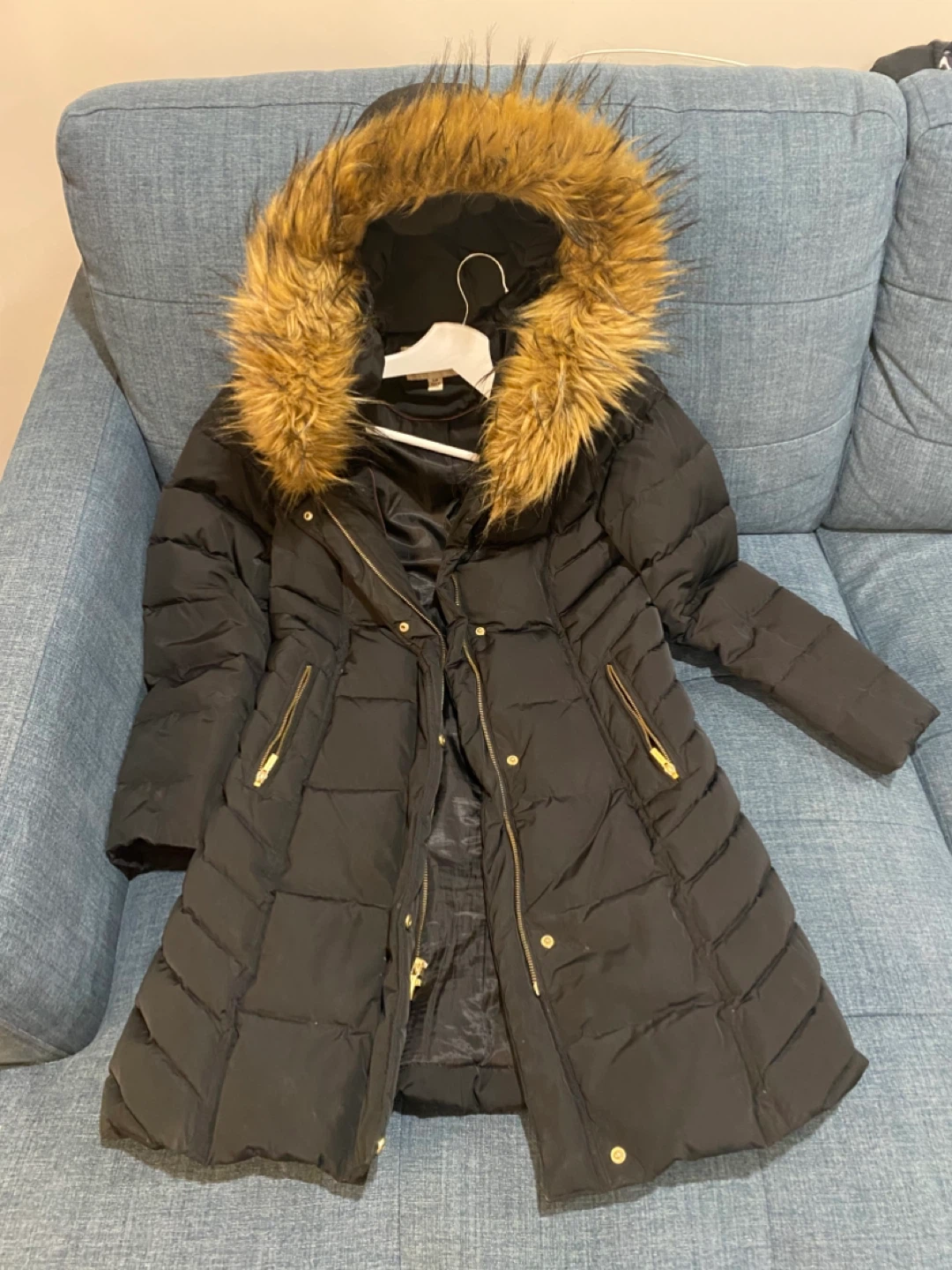 Cole Haan Puffer Coat with Fur Hood