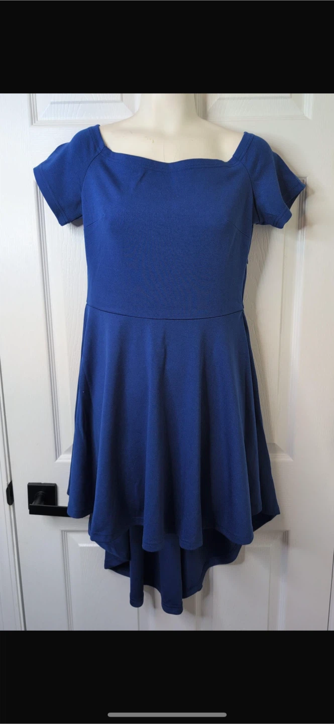 NEW! Women's Blue Off-the-Shoulder Fit and Flare Dress Size M - photo 3
