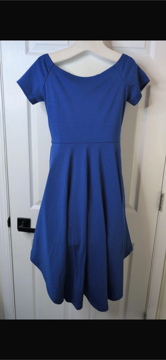 NEW! Women's Blue Off-the-Shoulder Fit and Flare Dress Size M - photo 4