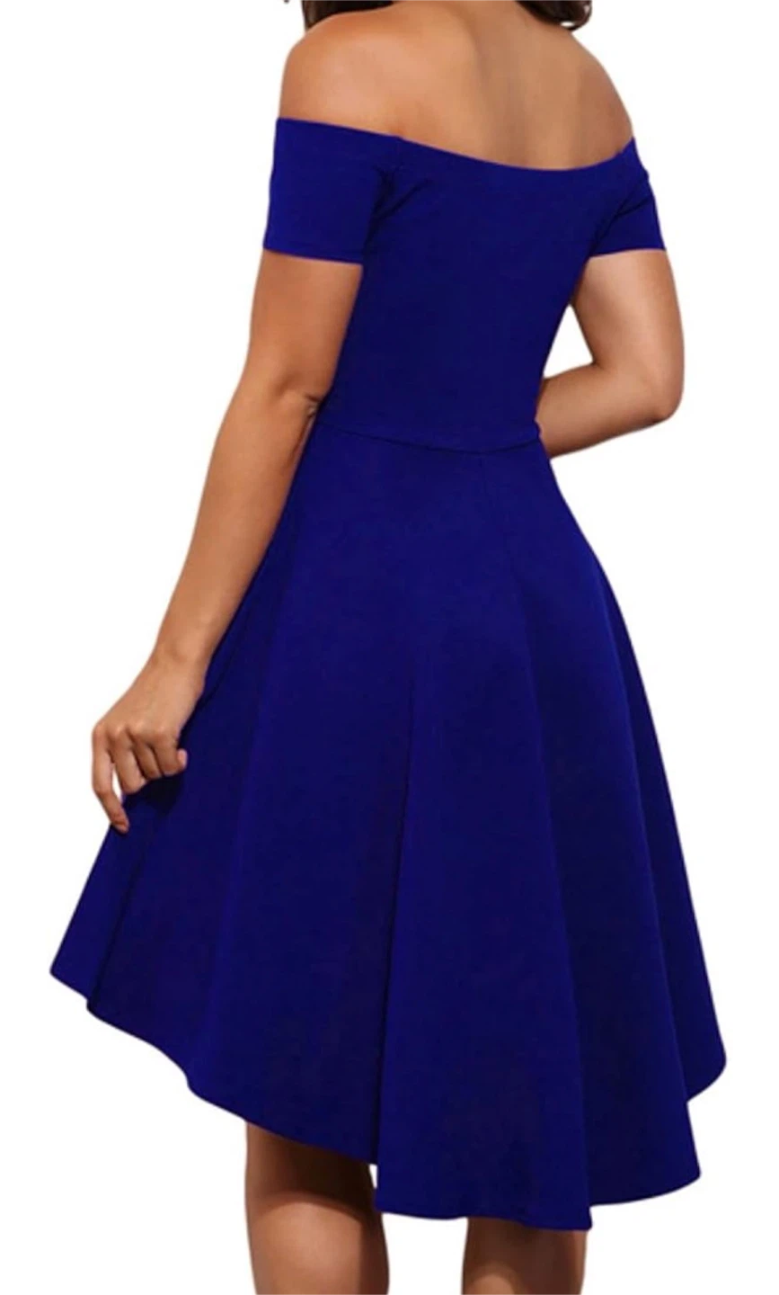NEW! Women's Blue Off-the-Shoulder Fit and Flare Dress Size M - photo 2
