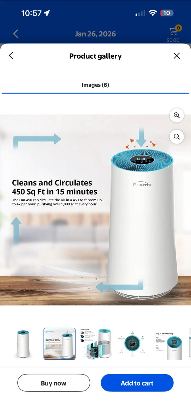 PURITIX HAP450 Air Purifier, White & Blue - photo 4