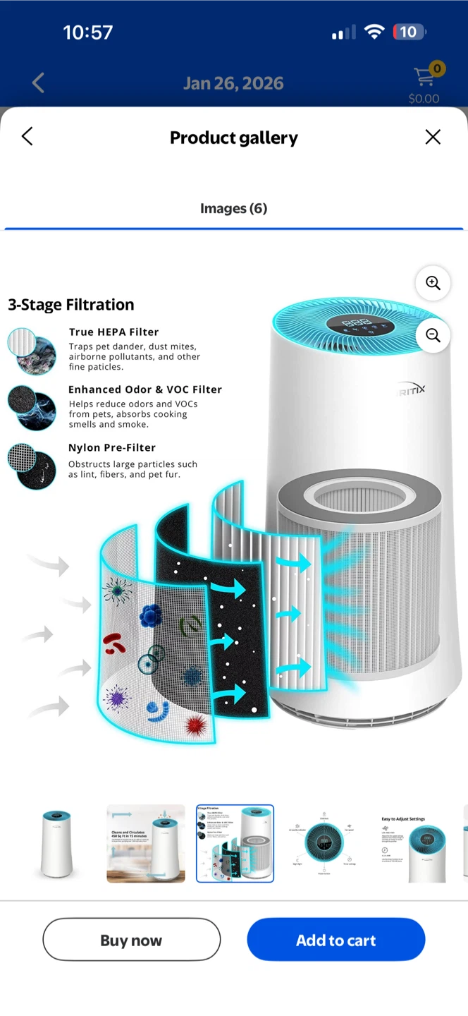 PURITIX HAP450 Air Purifier, White & Blue - photo 5