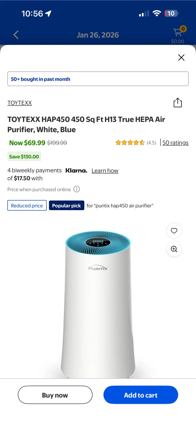 PURITIX HAP450 Air Purifier, White & Blue - photo 3