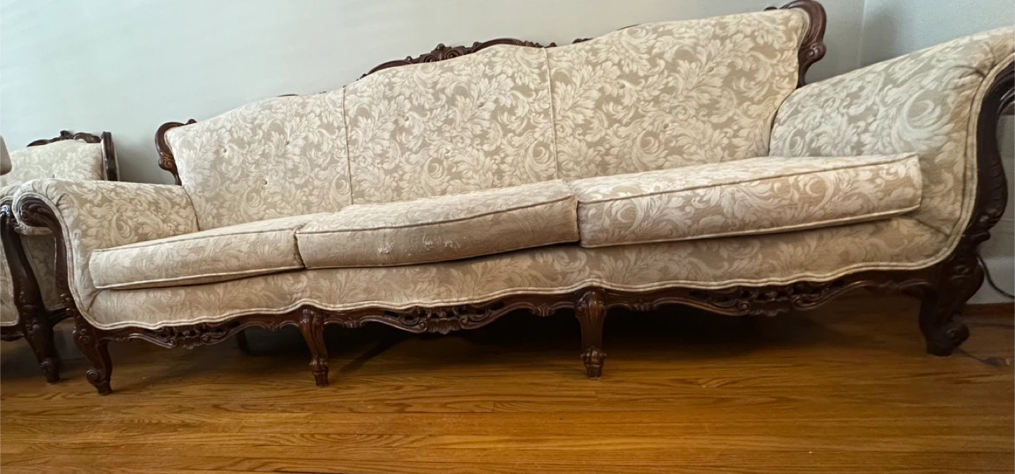 Solid Oak sofa with linen fabric - photo 2