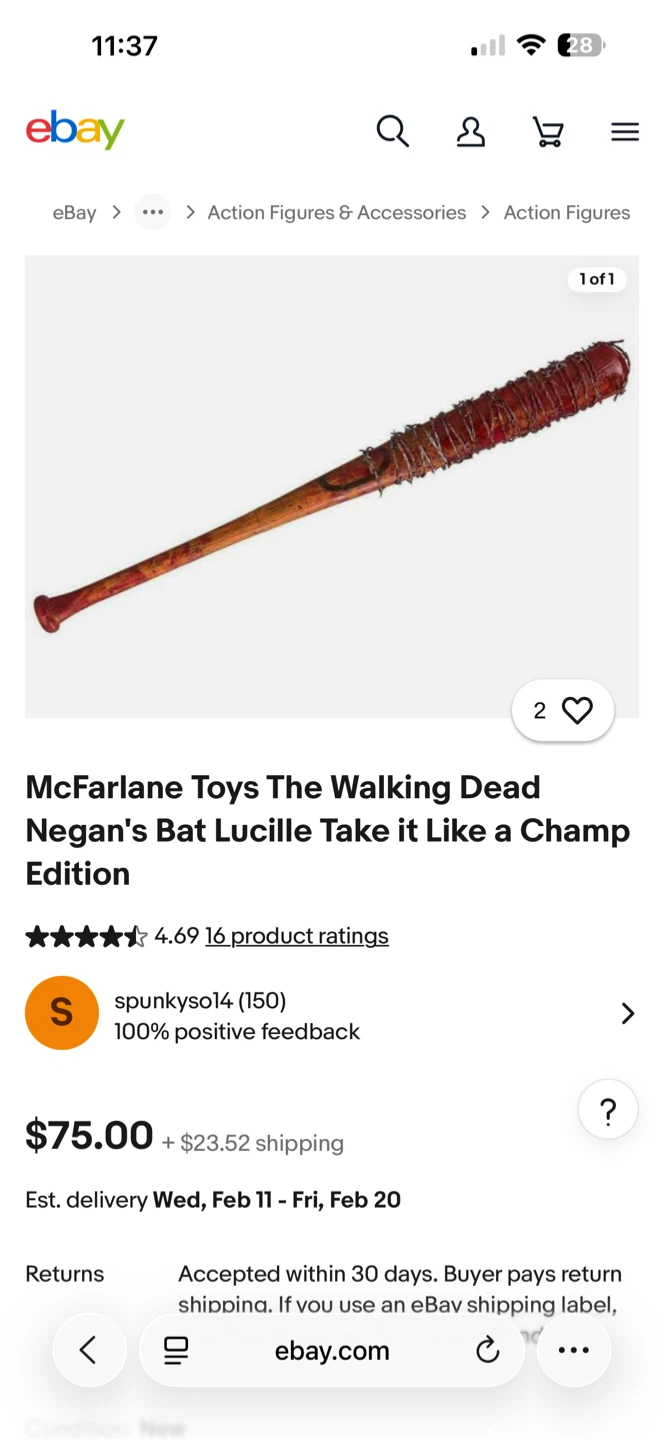 McFarlane Toys The Walking Dead Negan's Bat Lucille