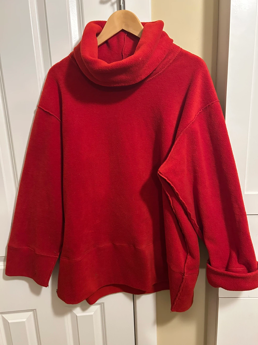 DKNY Red Fleece Turtleneck Sweater