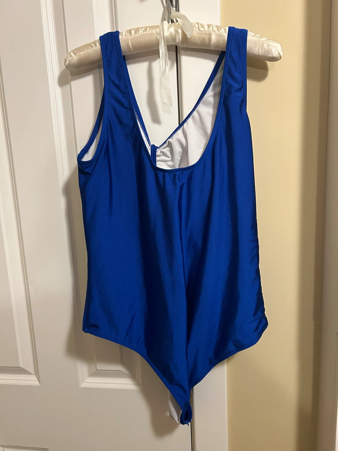 Blue One-Piece Swimsuit with Gold Leaf Accent - photo 3