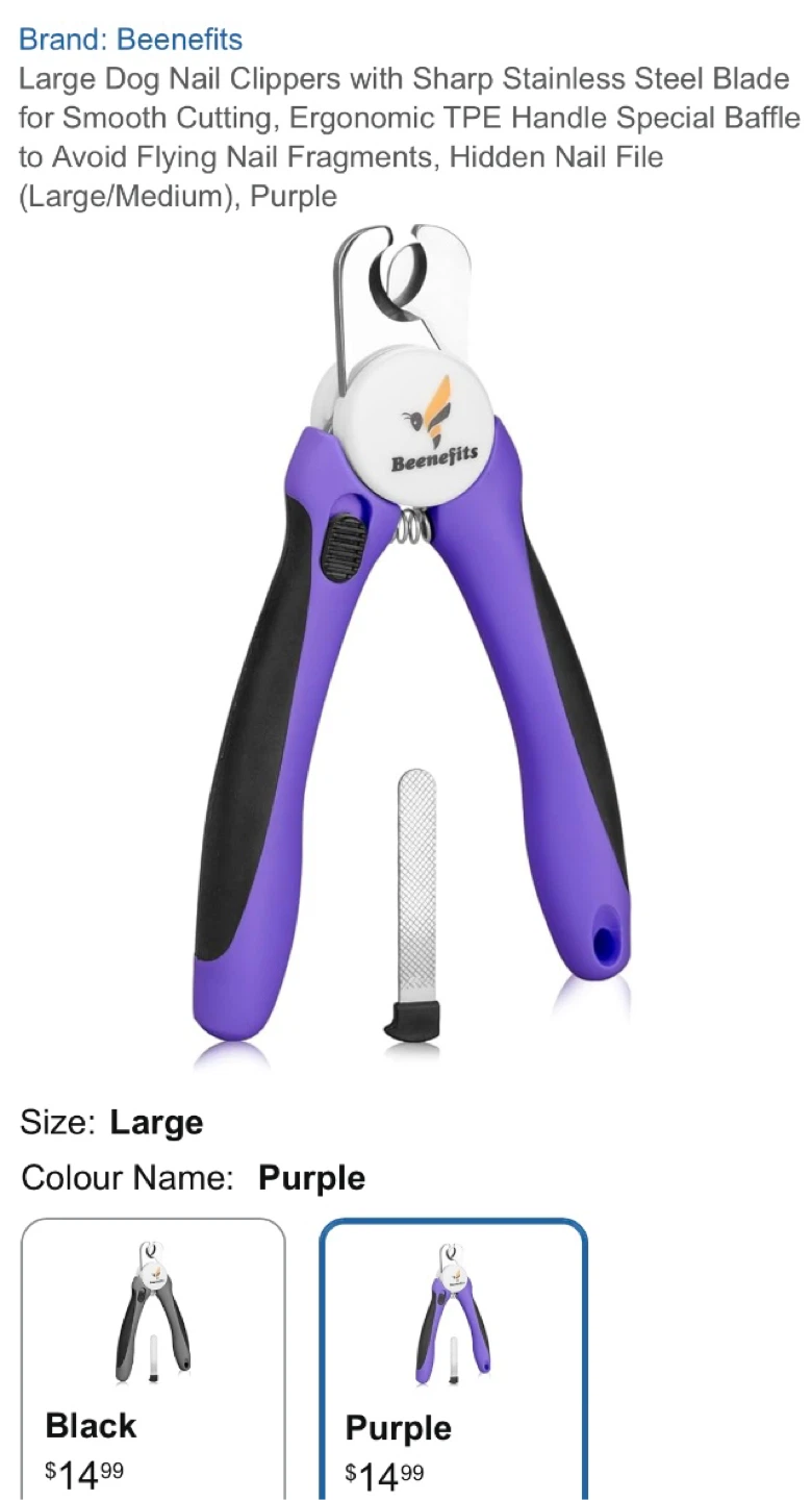 5 Beenebits Large Dog Nail Clippers - Purple