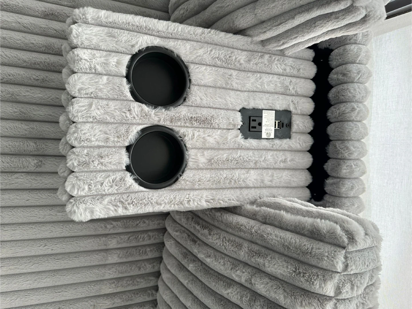Grey Corduroy Sectional Sofa with Storage and Built-in Outlets - photo 5