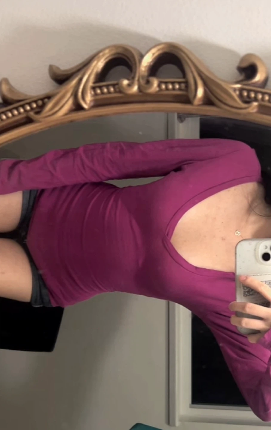 Long Sleeve V-Neck Top - Magenta