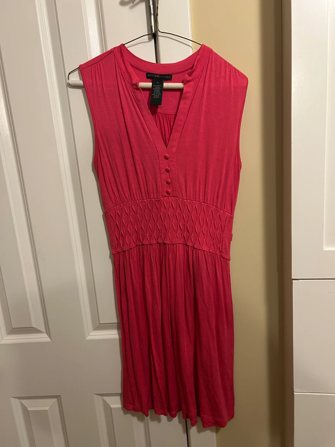 DESIGN HISTORY Women's Pink V-Neck Smocked Dress