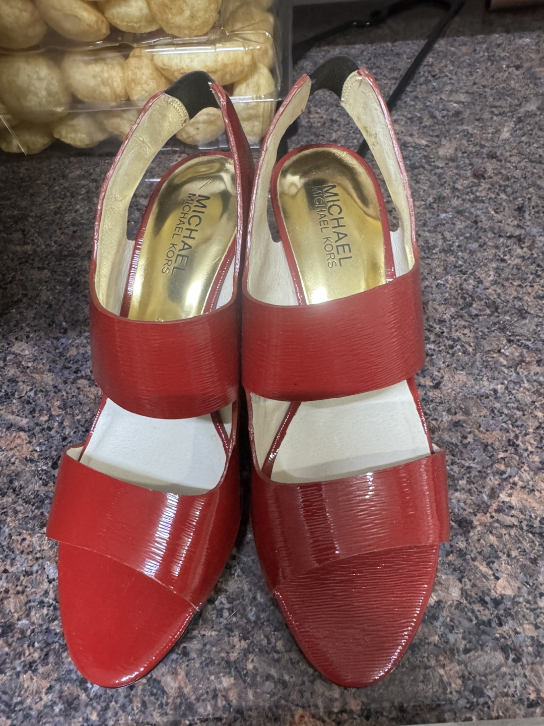 Michael Kors Red Patent Leather Slingback Heels