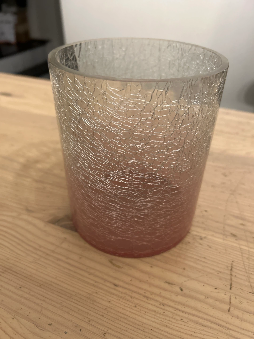 Large Crackle Glass Candle Holder