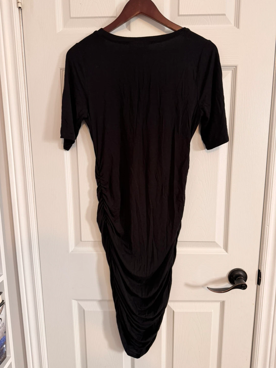 Motherhood Maternity Black Ruched T-Shirt Dress Size M - photo 3
