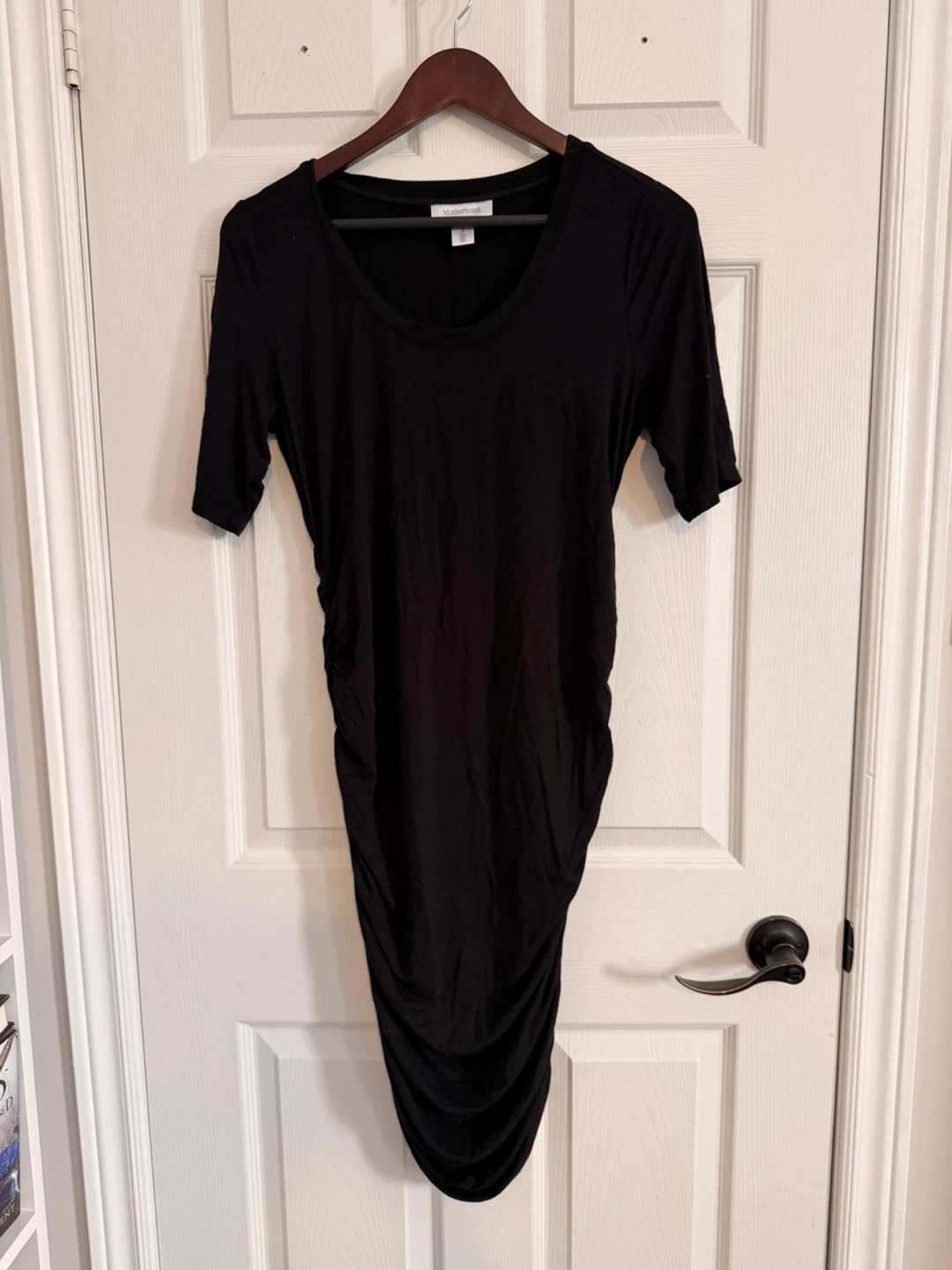 Motherhood Maternity Black Ruched T-Shirt Dress Size M - photo 2