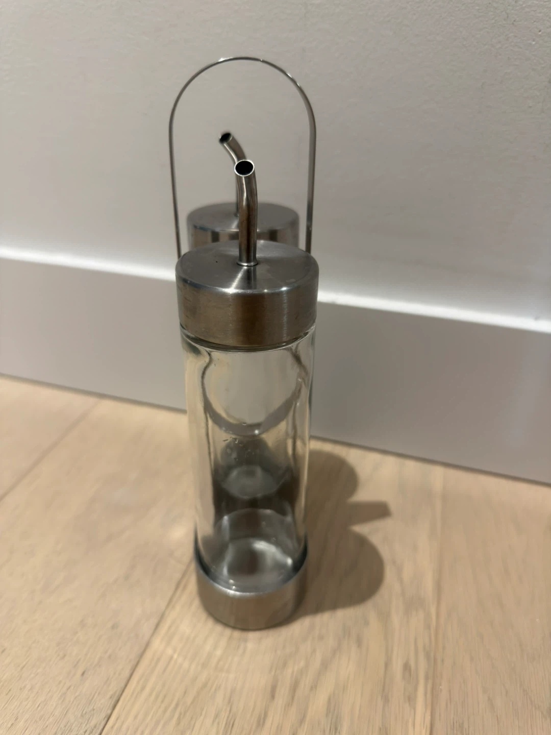 Glass Oil and Vinegar Cruet Set with Stainless Steel Caddy - photo 2