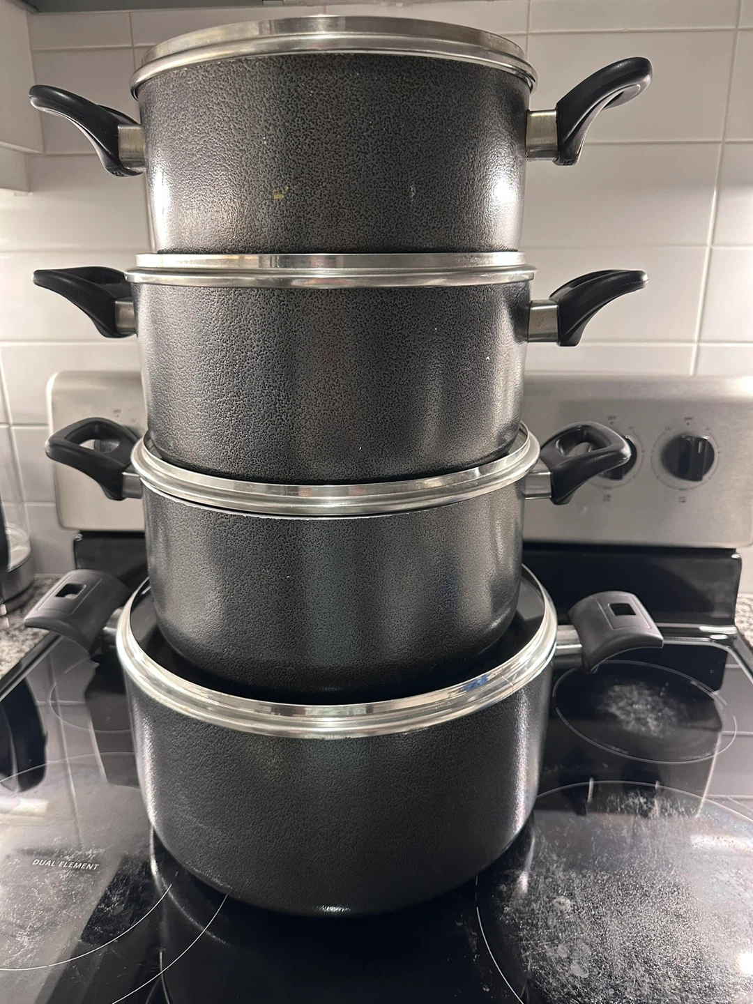 Set of 4 Black Pots and Pans