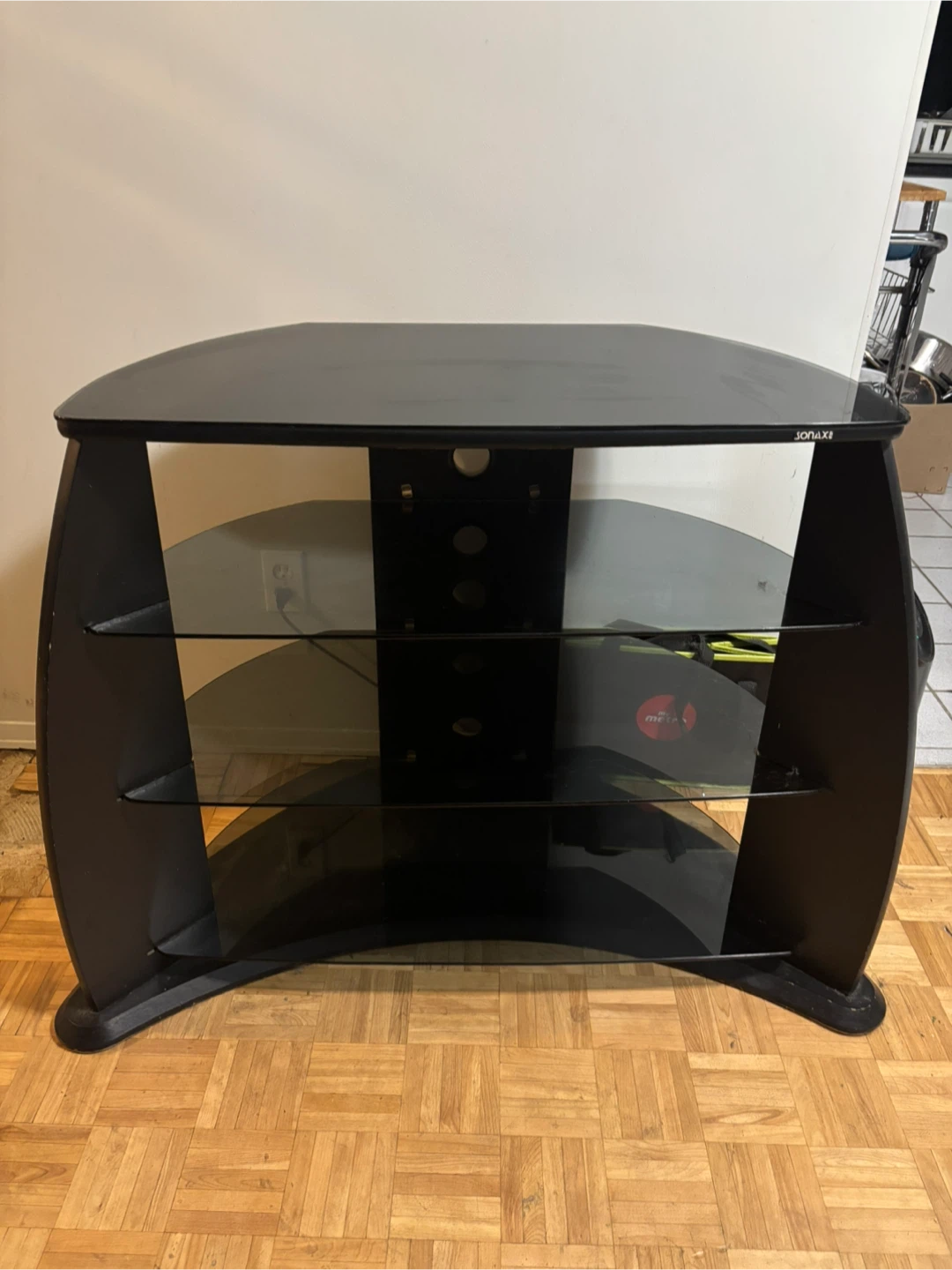Black Glass TV Stand Media Console