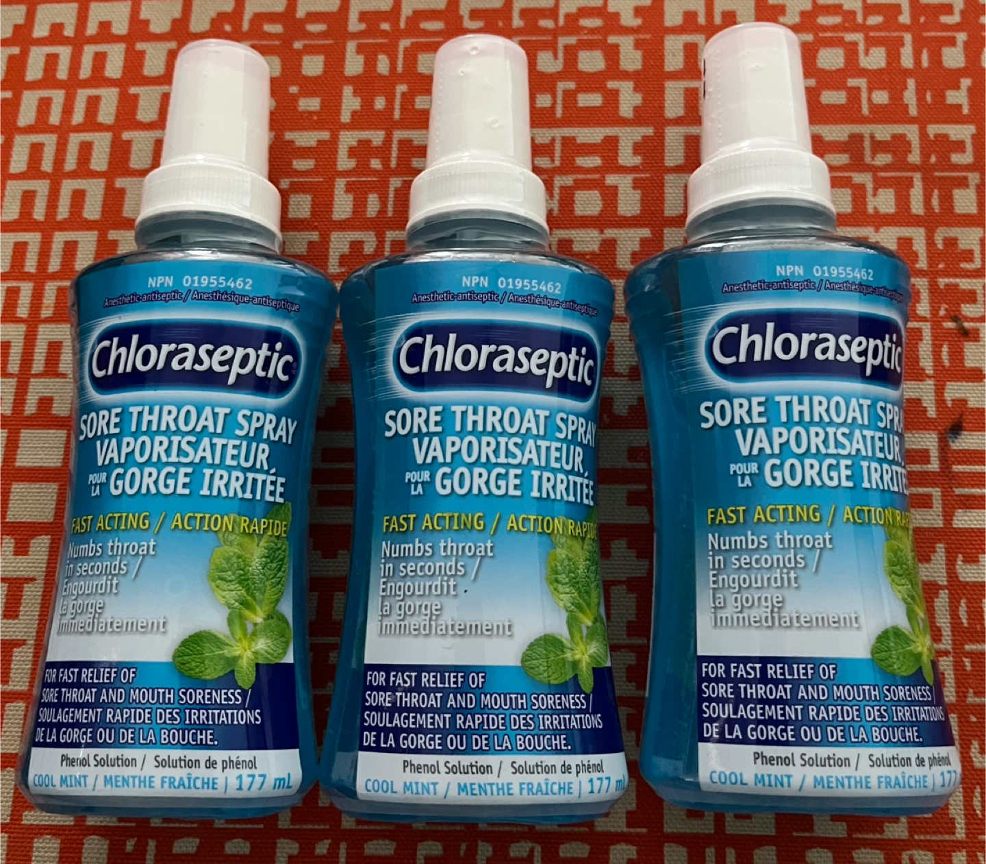 Chloraseptic Sore Throat Spray Cool Mint - 3 x 177 mL Bottles