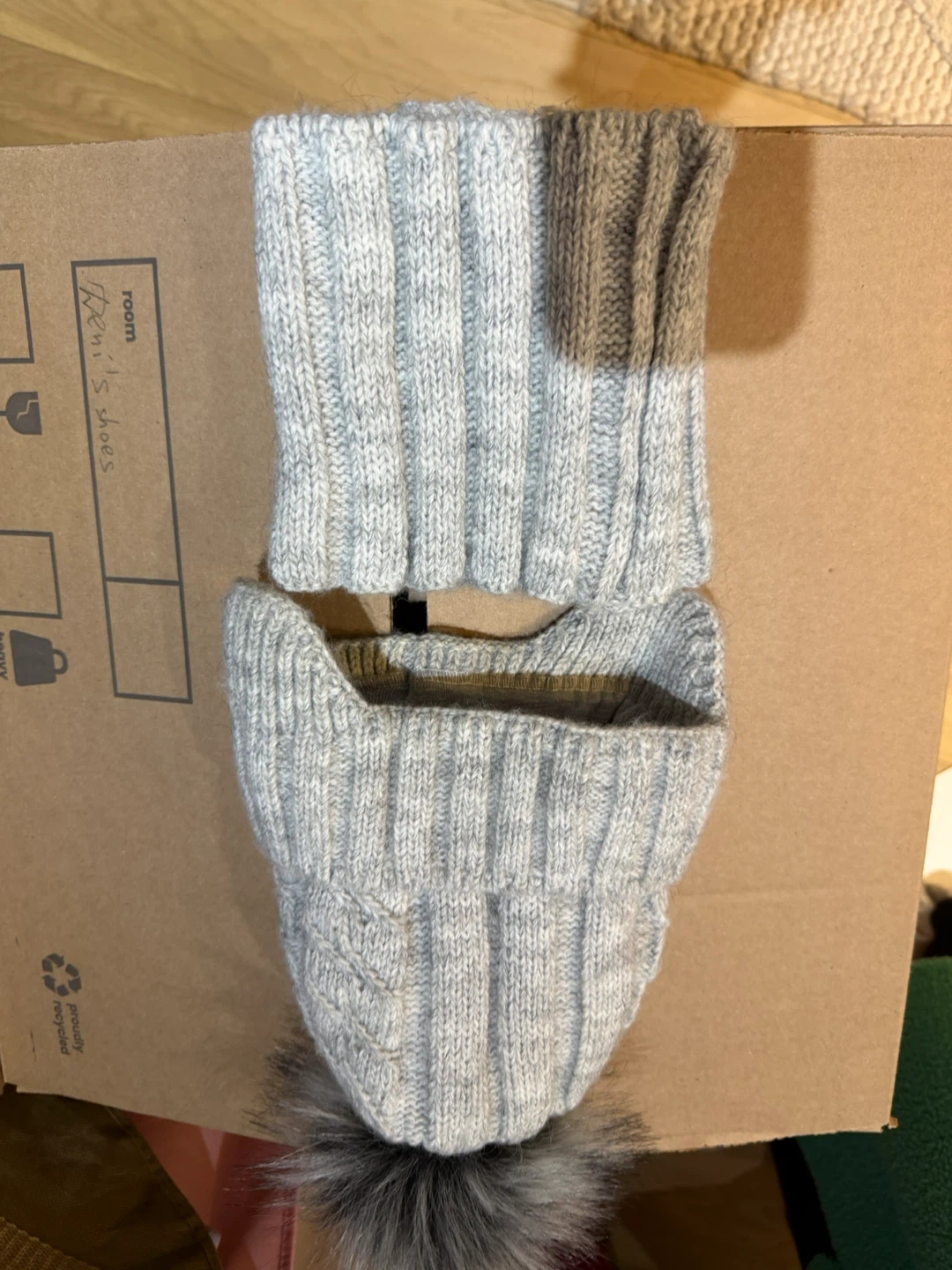 Grey Knit Pom Pom Beanie and Scarf Set - photo 4