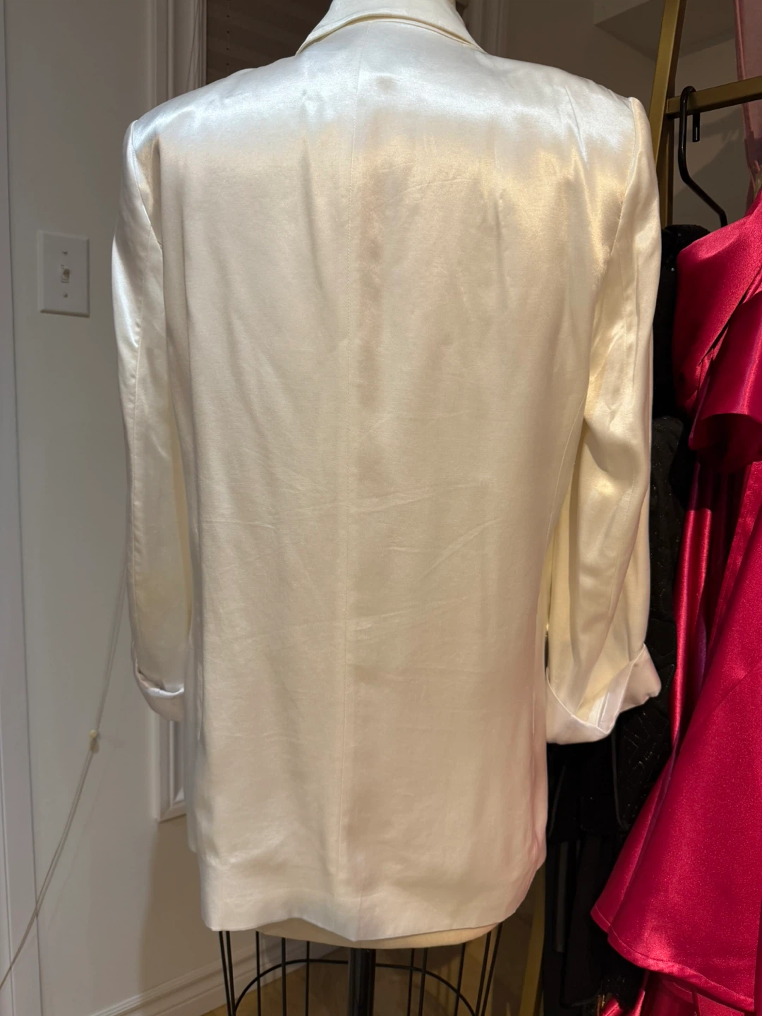 ZARA Cream Satin Blazer Jacket - Medium - photo 2