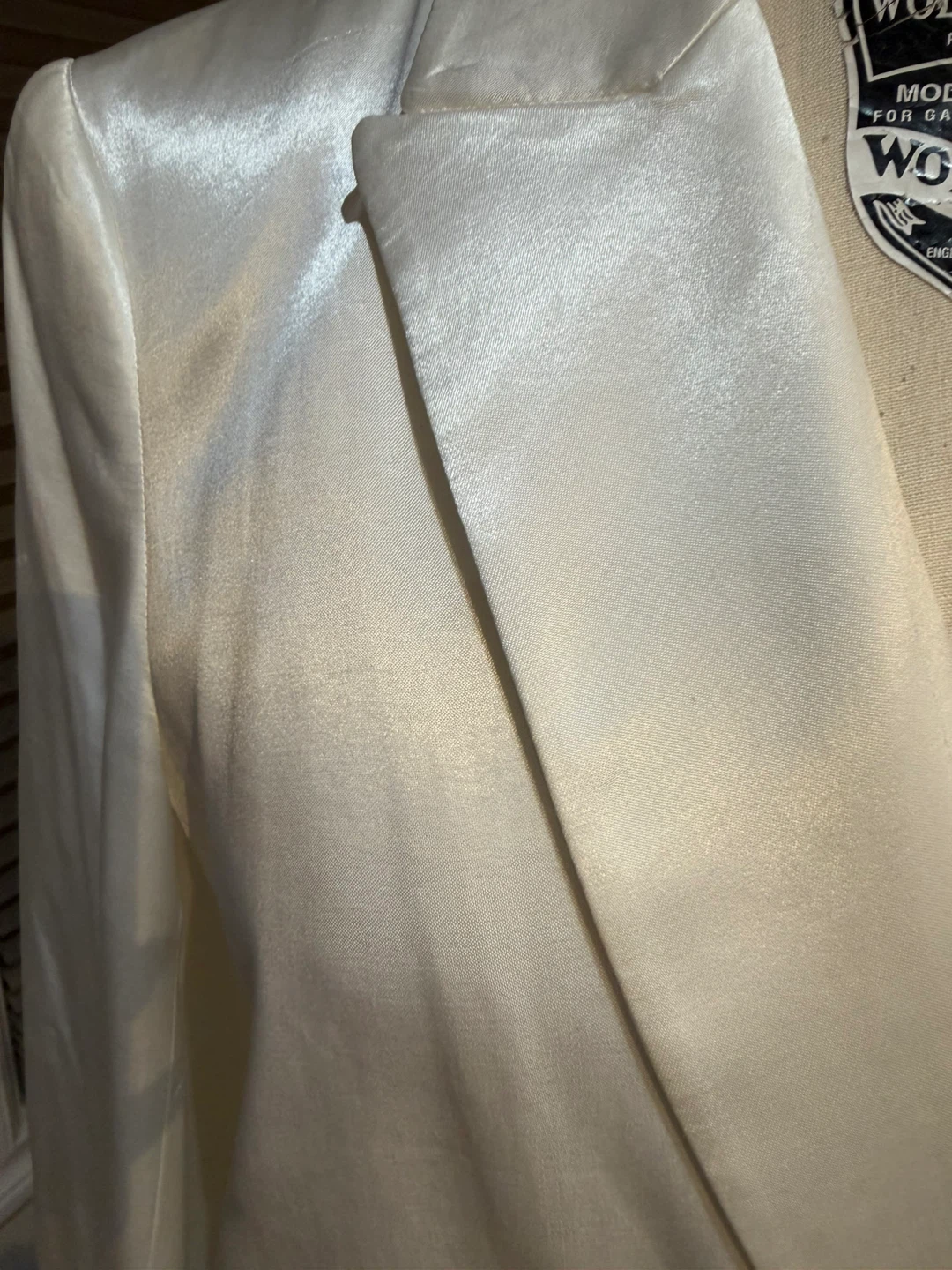 ZARA Cream Satin Blazer Jacket - Medium - photo 5