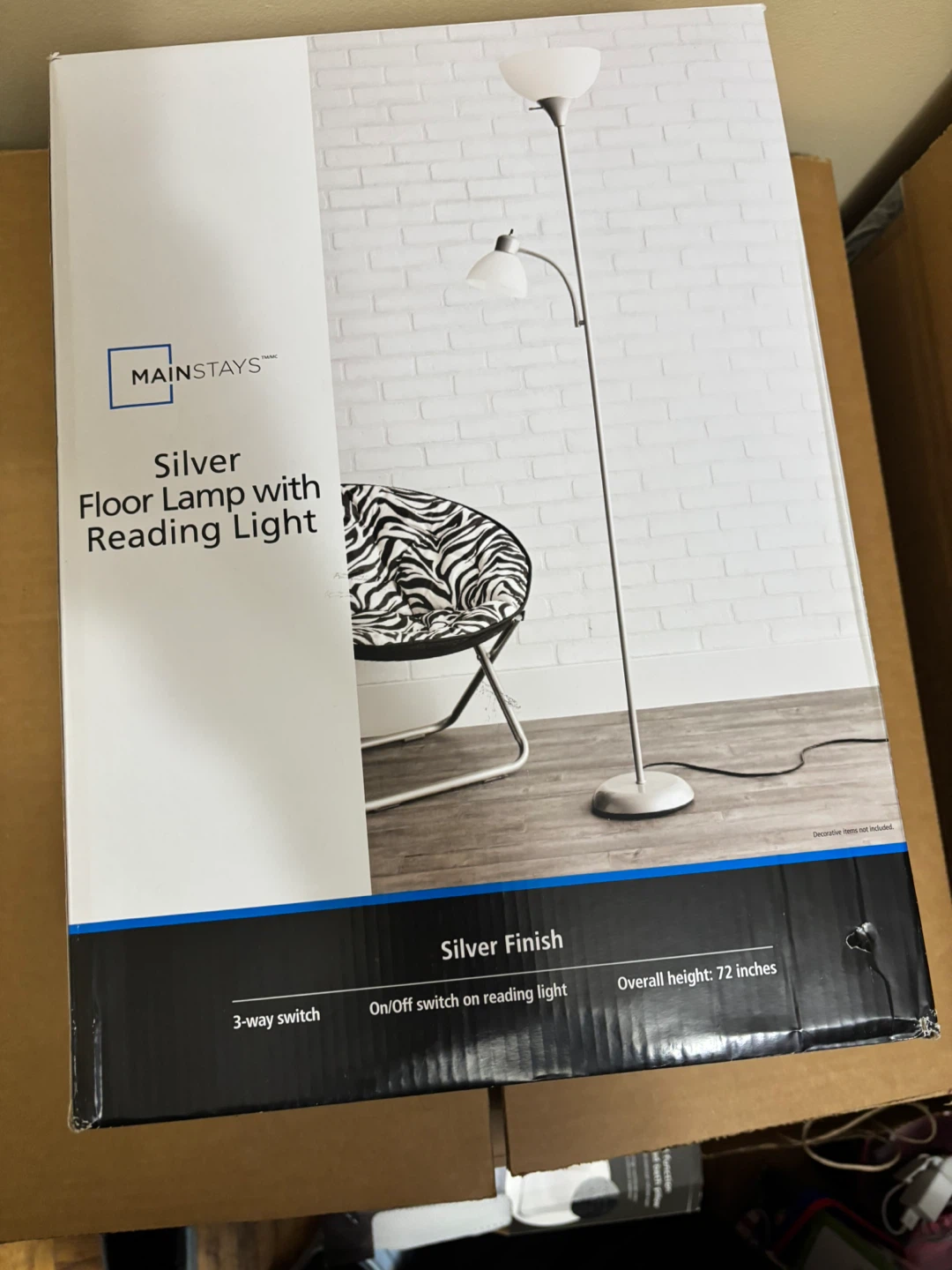 Mainstays Silver Floor Lamp with Reading Light - photo 2
