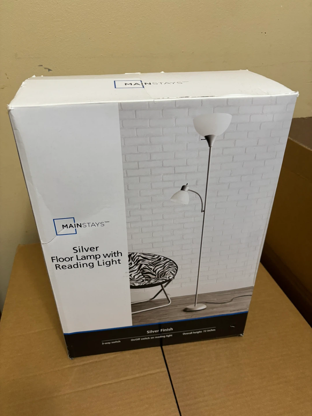 Mainstays Silver Floor Lamp with Reading Light